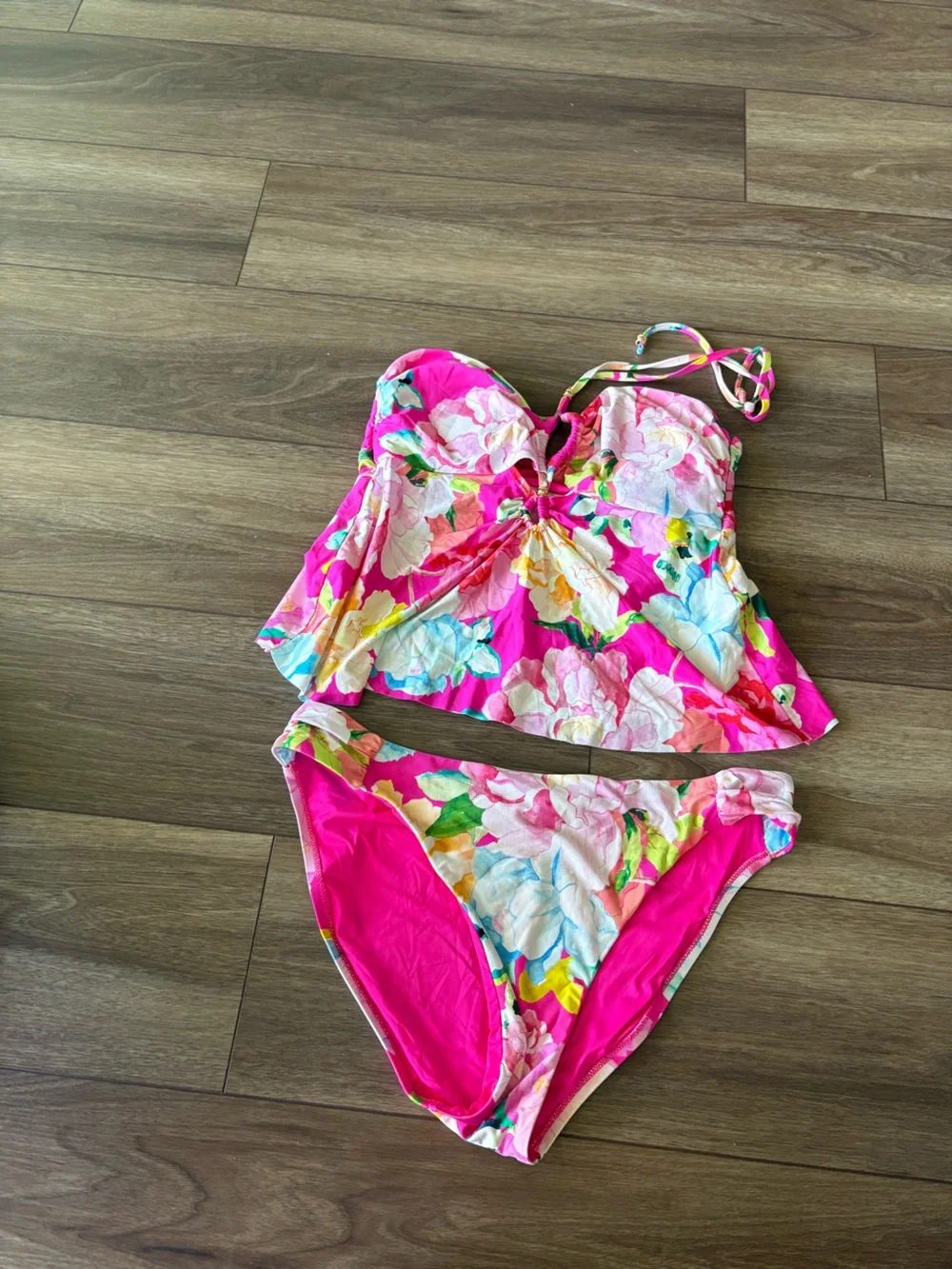 Floral Pink Tankini Set - Women's Swim
